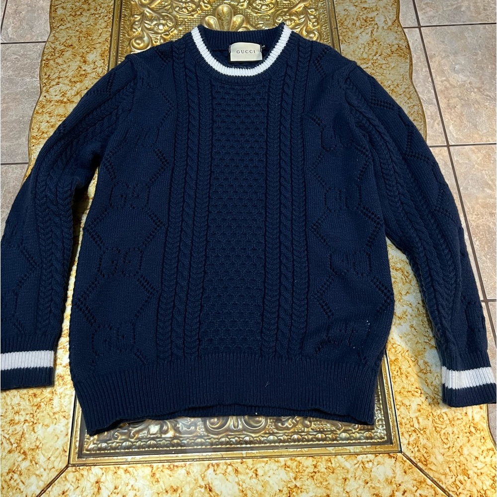 Vintage Gucci Navy Blue Knitted Pullover Size Small